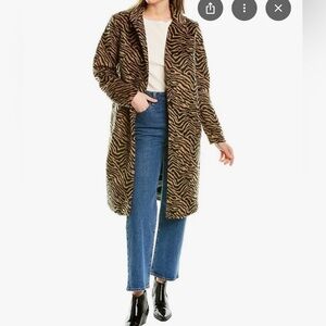 NVLT Women's Zebra Animal Print Duster Coat